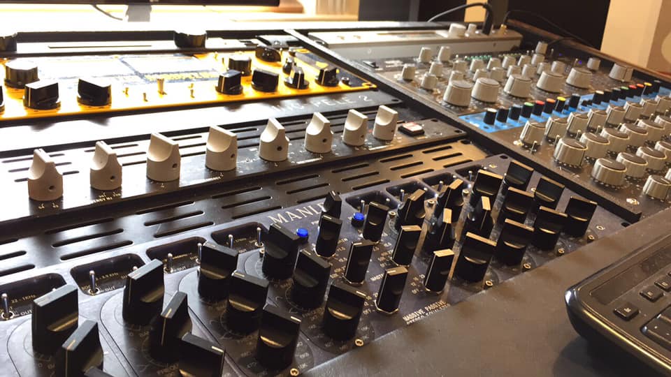 Studio console and gear at Brightside
